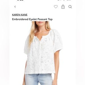 Karen Kane Embroidered Eyelet Peasant Top. Size XL.